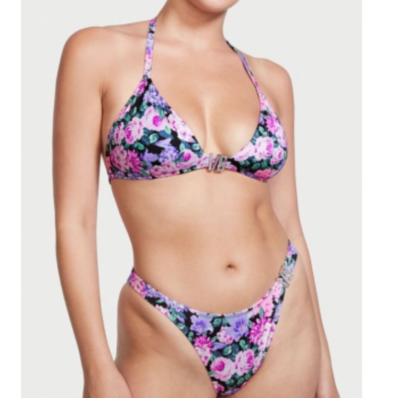Victoria's Secret Other - 🚫SOLD🚫  NWT VS Shine Halter Bikini Swim Top/Brazilian Bottom Floral